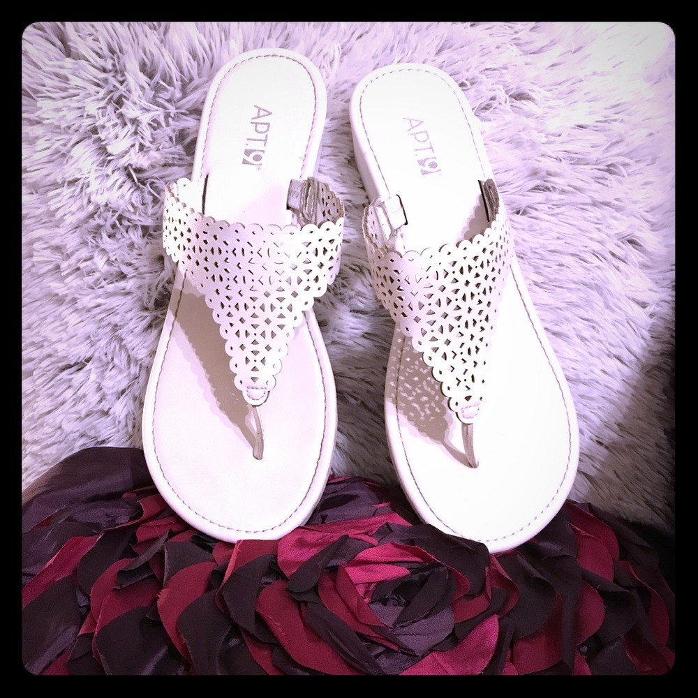 Apt 9 Laser Cutout, White Flip Flops